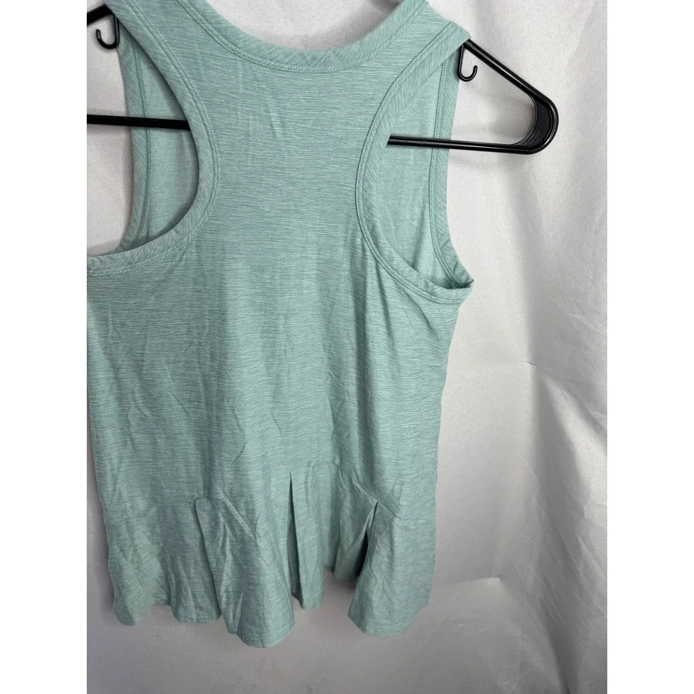 Hanna Andersson Girls Size 8 Green Space Dye Peplum Racerback Active Tank Top